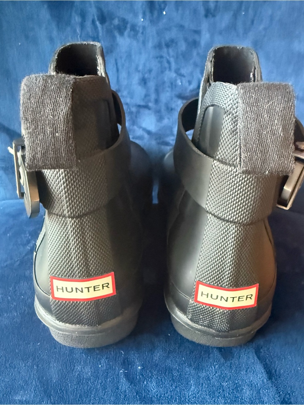 Hunter Black Short Waterproof Buckle Ankle Boots - Picture 3 of 5